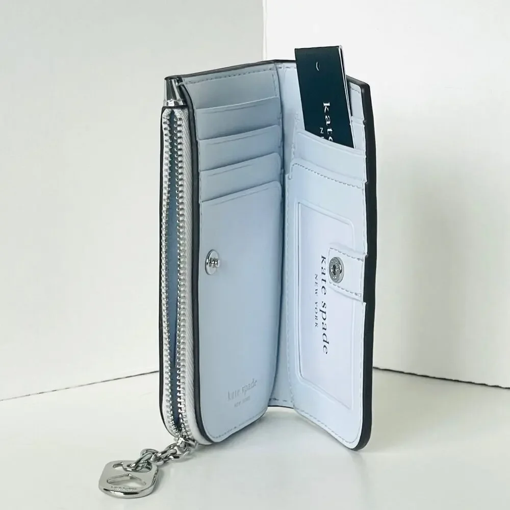 Kate Spade Devin Small Bifold Wallet Silver Patent Leather